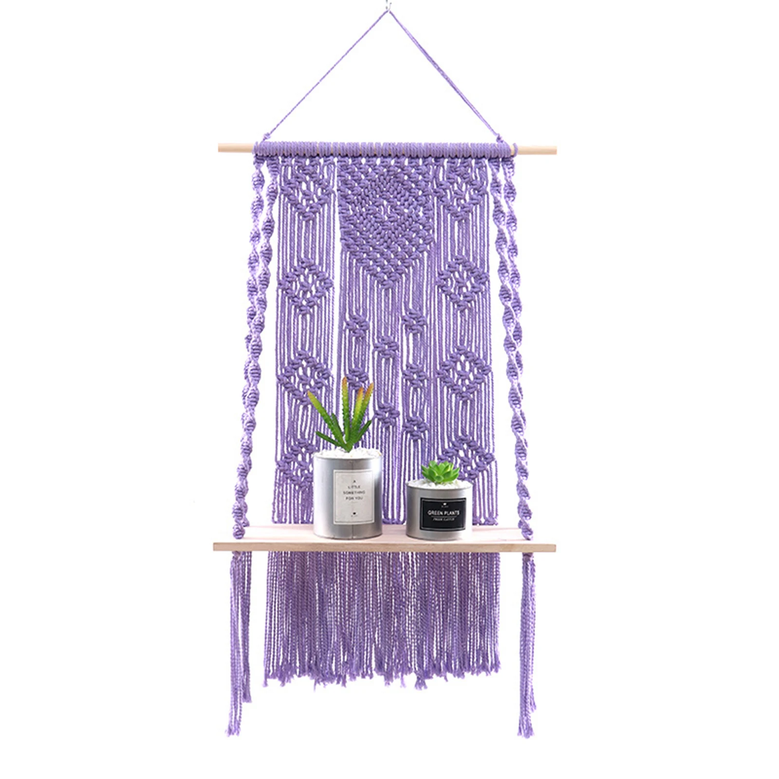 Wood Floating Hanging Storage Shelf Bohemian Handmade Cotton Rope Handmade Macrame Shelf for Hanging Plants Decor
Wood Floating Hanging Storage Shelf Bohemian Handmade Cotton Rope Handmade Macrame Shelf for Hanging Plants Decor