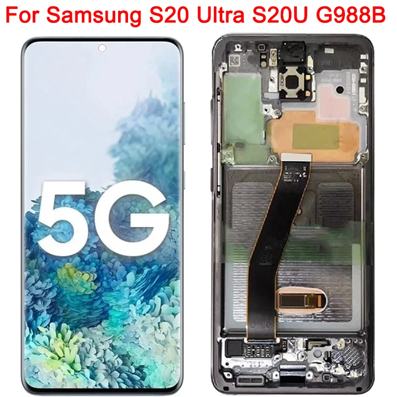 Оригинальный ЖК-дисплей S20U 5G для Samsung Galaxy S20 Ultra с рамкой 6 9 дюйма G988B/DS G988B G988F