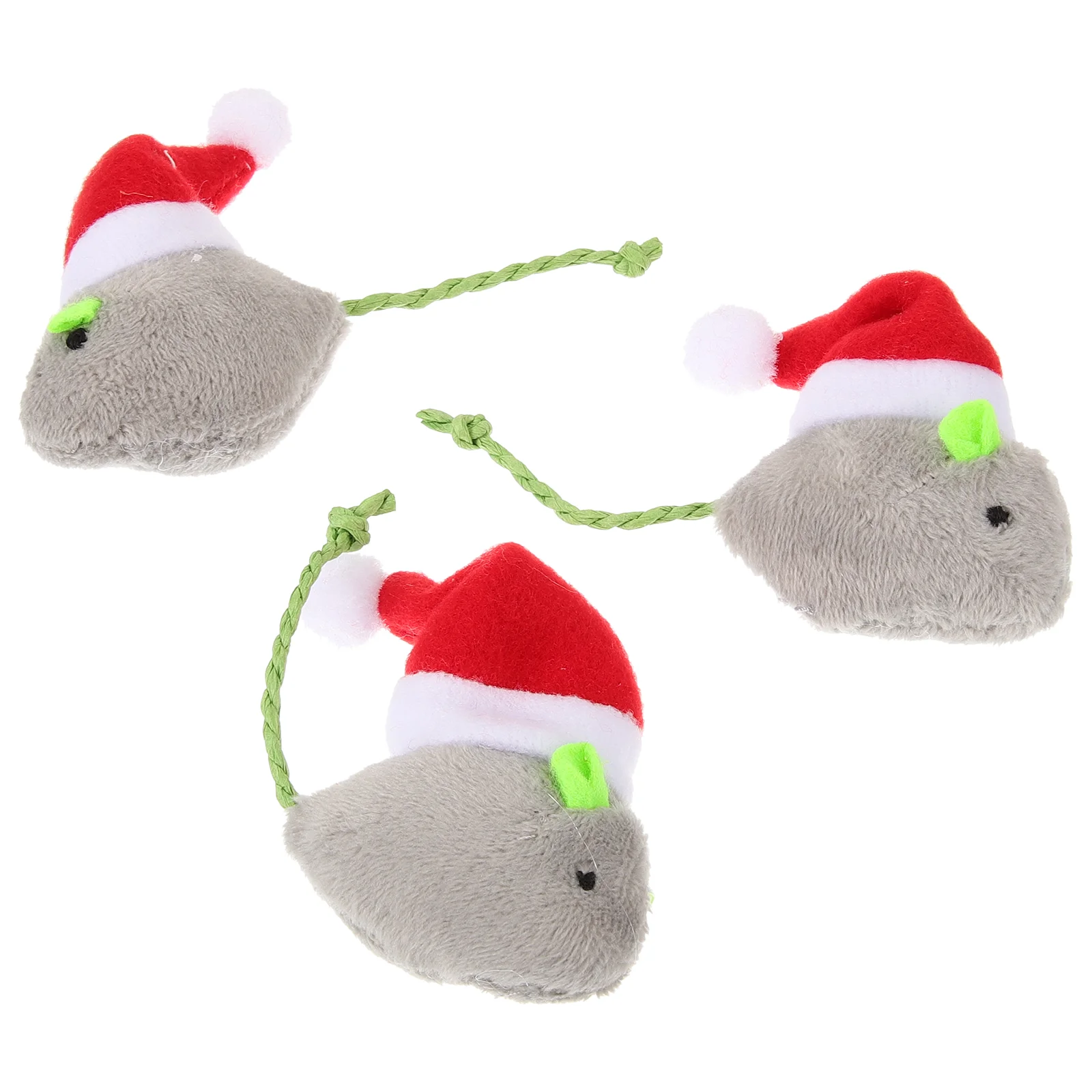 

3pcs Mouse with Xmas Hat Shaped Toys Catnip Filling Mice Toys Chewing Toy for Cat
