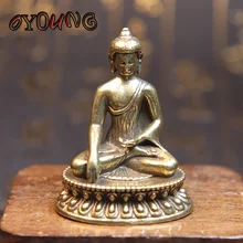 Hollow Pocket Pure Brass Medicine Buddha Figurines Miniatures Desktop Ornament Antique Copper Dharma Master Statue Decorations