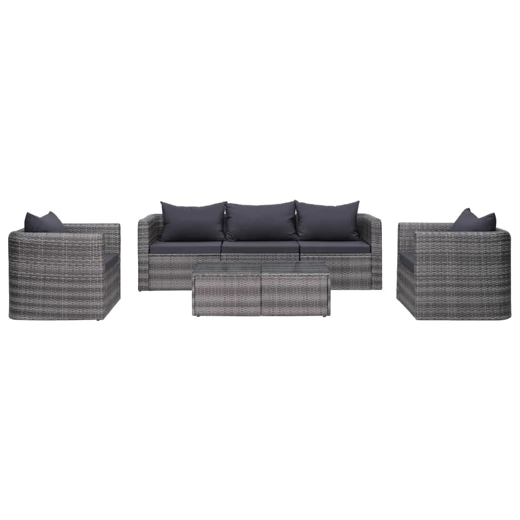 6 Piece Garden Sofa Set with Cushions & Pillows Poly Rattan Gray
6 Piece Garden Sofa Set with Cushions & Pillows Poly Rattan Gray
