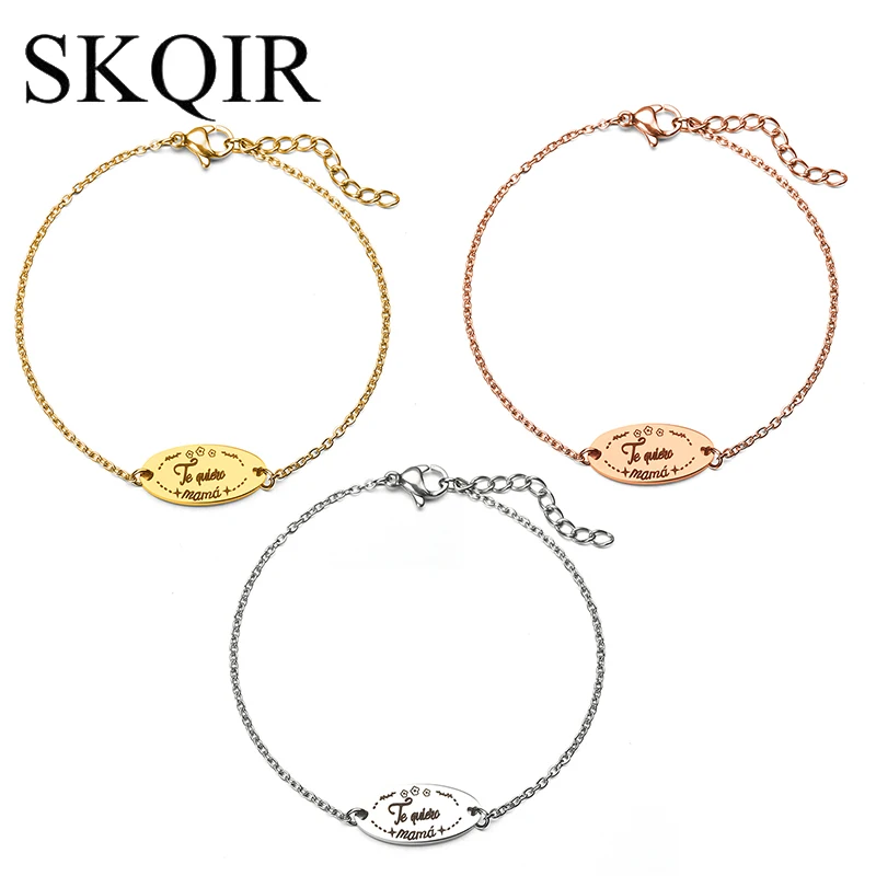 SKQIR персонализированные браслеты с надписью «I Love You Mom», «Letterring te quiero mama» на заказ, любые слова, свидания, Женские Ювелирные изделия, детские п... 
SKQIR персонализированные браслеты с надписью «I Love You Mom», «Letterring te quiero mama» на заказ, любые слова, свидания, Женские Ювелирные изделия, детские п...