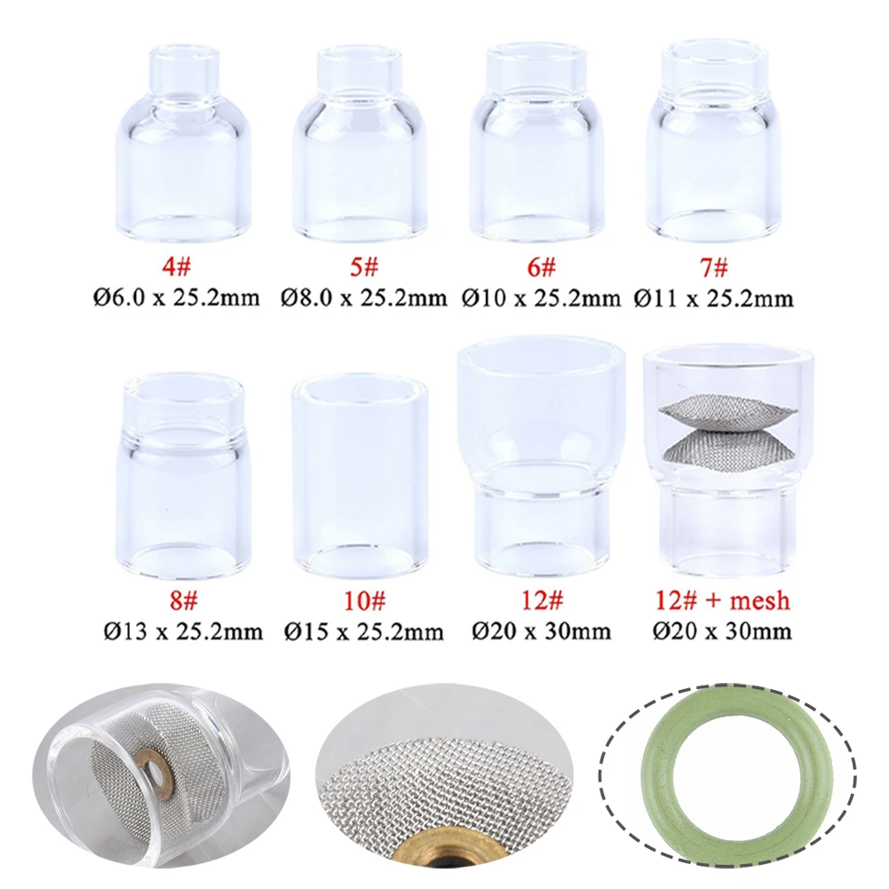 Glass Nozzle TIG Pyrex Transparent Visualize Temperature Cup Nozzles For WP9/17/18/20/26 Consumables With Mesh Welding Tools
Glass Nozzle TIG Pyrex Transparent Visualize Temperature Cup Nozzles For WP9/17/18/20/26 Consumables With Mesh Welding Tools