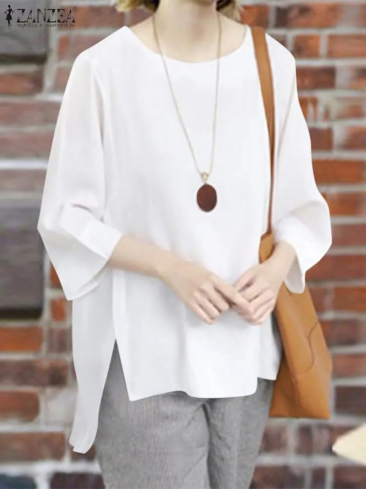 Fashion Loose Split Blouse Summer Short Sleeve Solid Tops ZANZEA Female Casual Office Basic Shirt Oversize Tunic Blusas Mujer
Fashion Loose Split Blouse Summer Short Sleeve Solid Tops ZANZEA Female Casual Office Basic Shirt Oversize Tunic Blusas Mujer