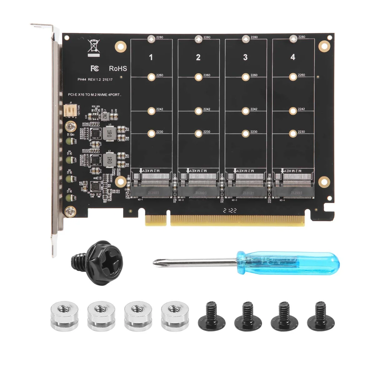 4 порта M.2 NVMe SSD к PCIE X16M Key, жесткий диск, конвертер, Расширительная карта, скорость передачи 4x32 Гбит/с (PH44)
4 порта M.2 NVMe SSD к PCIE X16M Key, жесткий диск, конвертер, Расширительная карта, скорость передачи 4x32 Гбит/с (PH44)