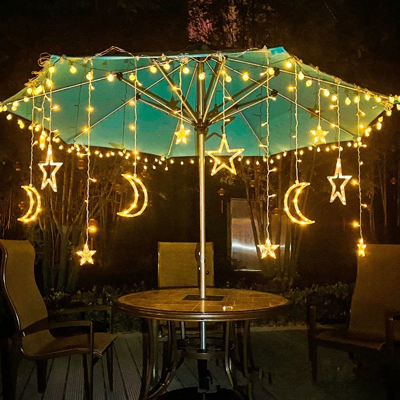 220V Star Moon LED String Lights Decorations for Home Room Curtains Lamp Outdoor Decor Fairy Holiday Lighting Party Eid Mubarak
220V Star Moon LED String Lights Decorations for Home Room Curtains Lamp Outdoor Decor Fairy Holiday Lighting Party Eid Mubarak