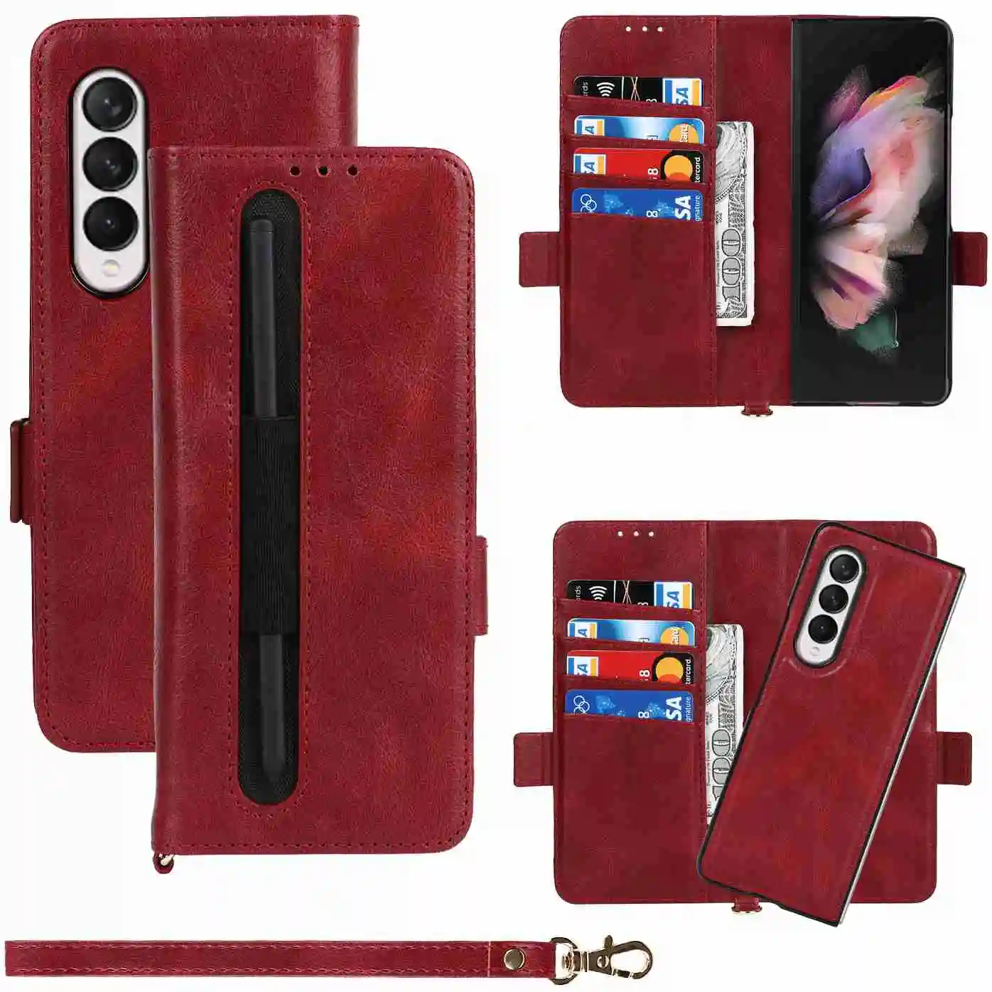 2in1 Magnetic Split Capa for Galaxy z Fold 3 Case with Pen Slot Holder Flip Wallet Leather Cover for Samsung z Fold 3 Fold3 Case 
2in1 Magnetic Split Capa for Galaxy z Fold 3 Case with Pen Slot Holder Flip Wallet Leather Cover for Samsung z Fold 3 Fold3 Case