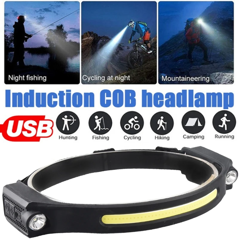 COB LED Headlamp Sensor Headlight with Built-in Battery Flashlight USB Rechargeable Head Lamp Torch 5 Lighting Modes Work Light
COB LED Headlamp Sensor Headlight with Built-in Battery Flashlight USB Rechargeable Head Lamp Torch 5 Lighting Modes Work Light
