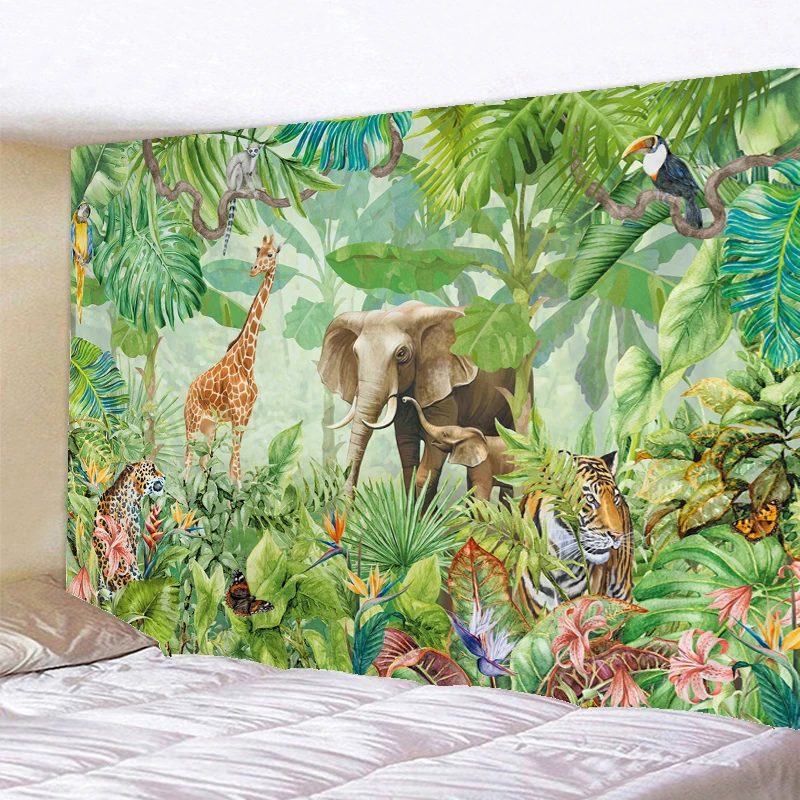 

Tropical jungle animal tapestry wall hanging aesthetics home decor tapestries beach towel yoga mat blanket tablecloth tapestry