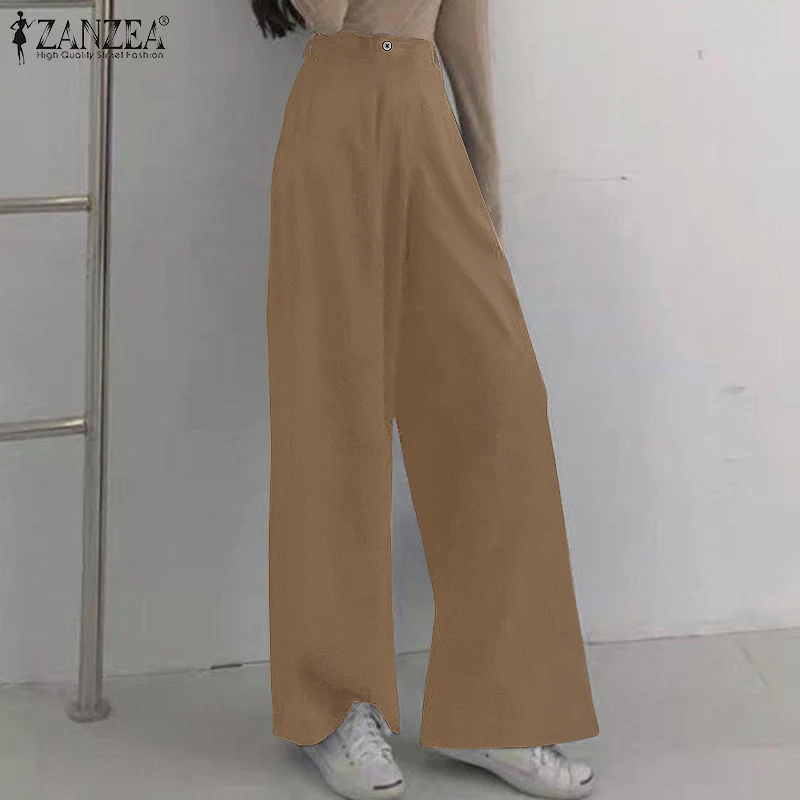 Women Casual High Waist Trouser ZANZEA Vintage 2022 Back Elastic Waist Pantalon Office Work Palazzo Fashion Solid Wide Leg Pants
Women Casual High Waist Trouser ZANZEA Vintage 2022 Back Elastic Waist Pantalon Office Work Palazzo Fashion Solid Wide Leg Pants