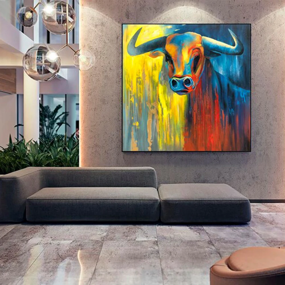 Colorful Bull painting on canvas abstract original buffalo in red, blue yellow as contemporary animal Abstract bull Interior art
Colorful Bull painting on canvas abstract original buffalo in red, blue yellow as contemporary animal Abstract bull Interior art