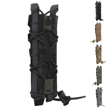 Tactical 9mm Extended Pistol Magazine Pouch Submachine Gun Mag MOLLE Malice Clip Belt Vest For MP5 MP7 UMP45 Airsoft Accessories