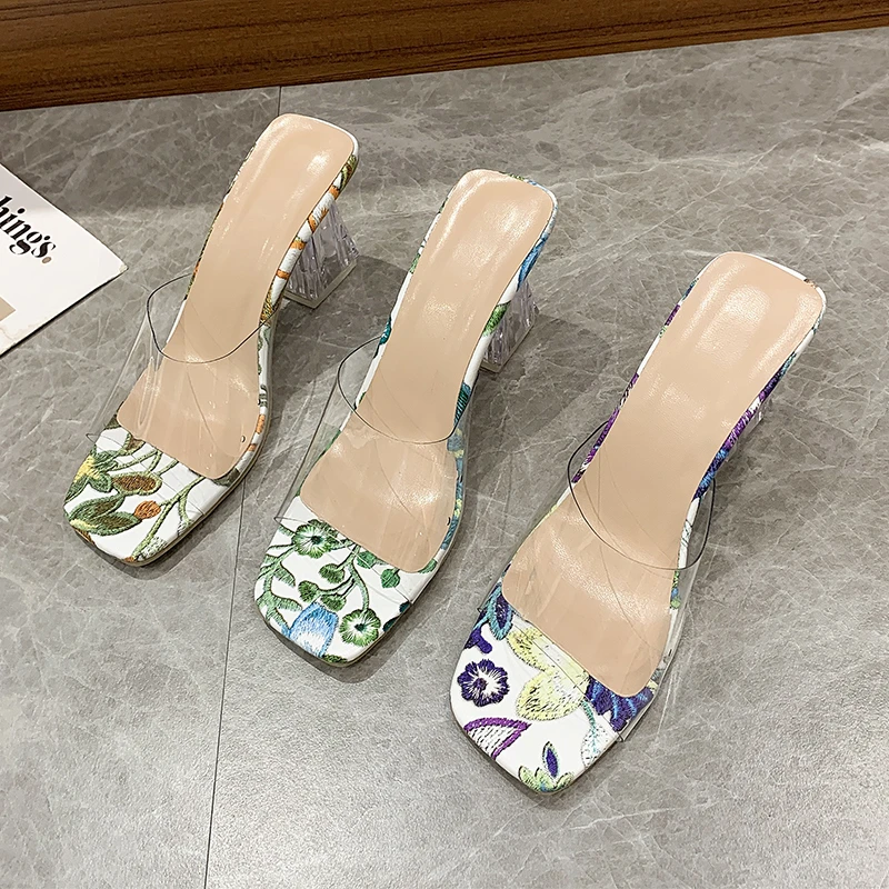 Printed Pattern Sandals Open Toe High Heels Women's Transparent Plexiglass Slippers Heel Transparent Sandals PVC Casual Slippers
Printed Pattern Sandals Open Toe High Heels Women's Transparent Plexiglass Slippers Heel Transparent Sandals PVC Casual Slippers