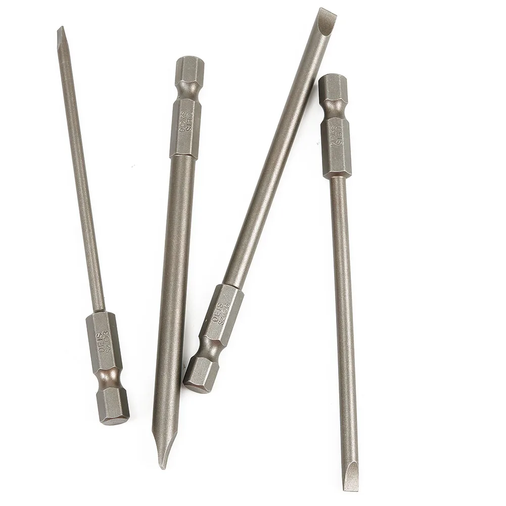 4Pcs 100mm Slotted Screwdriver Bit 3mm-6mm Magnetic Flat Head 1/4\" Hex Shank Hand Tools Parafusadeira Herramientas De Mano
4Pcs 100mm Slotted Screwdriver Bit 3mm-6mm Magnetic Flat Head 1/4\" Hex Shank Hand Tools Parafusadeira Herramientas De Mano