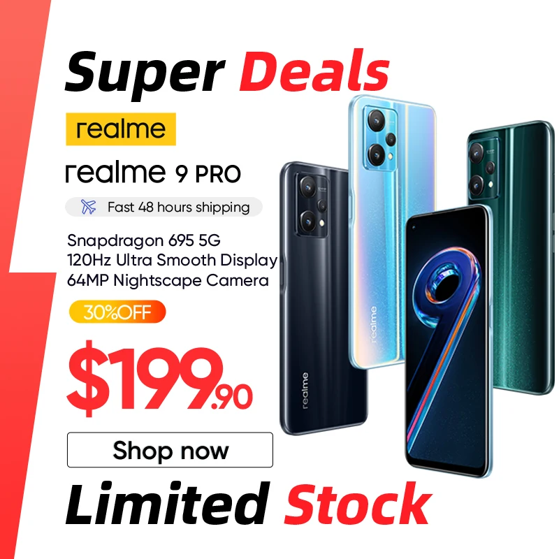 realme 9 pro world premiere 5G Mobile phone 6GB RAM 128GB ROM smartphone 6.6inch FHD+ Display 120Hz Qualcomm Snapdragon 695 5G
realme 9 pro world premiere 5G Mobile phone 6GB RAM 128GB ROM smartphone 6.6inch FHD+ Display 120Hz Qualcomm Snapdragon 695 5G