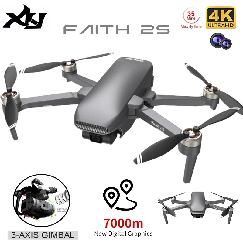 

XKJ FAITH 2S RC Helicopter GPS Drone 4K Profesional HD Dual Camera 3-Axis Gimbal Digital Graphics 7000M Brushless Quadcopter