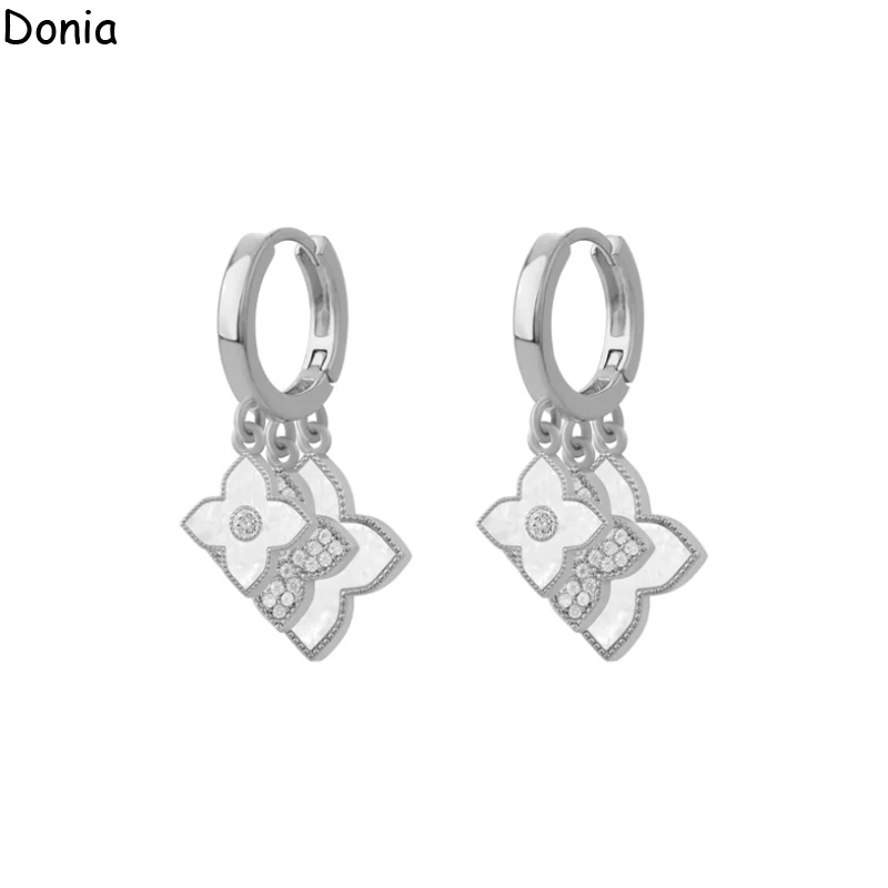 Donia Jewelry Retro Shell Flowers Titanium Steel Micro-Inlaid AAA Zircon Silver Needle Luxury C-Shaped Earrings Gift 
Donia Jewelry Retro Shell Flowers Titanium Steel Micro-Inlaid AAA Zircon Silver Needle Luxury C-Shaped Earrings Gift
