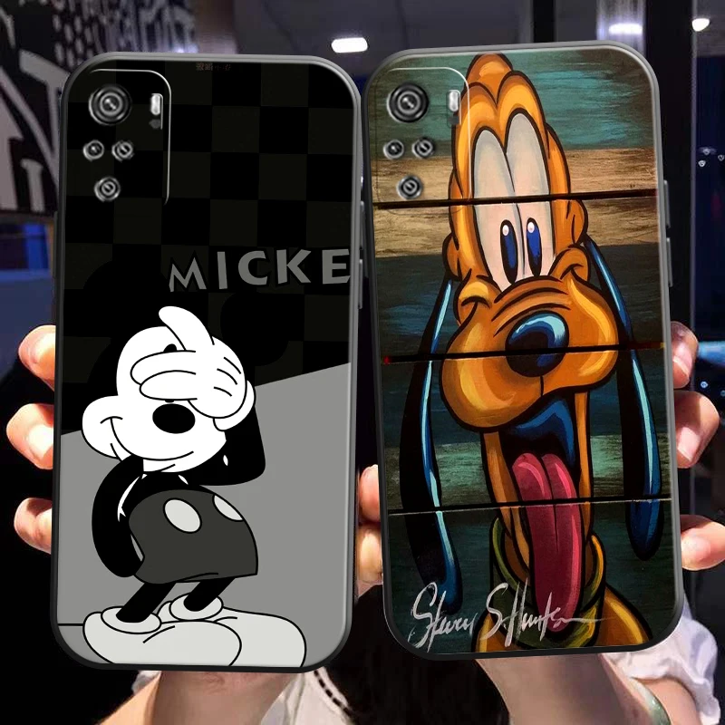

Mickey Minnie Mouse Piuto Phone Case For Xiaomi Redmi Note 10 5G 10S 10T Pro Liquid Silicon Black Soft TPU Silicone Cover Coque