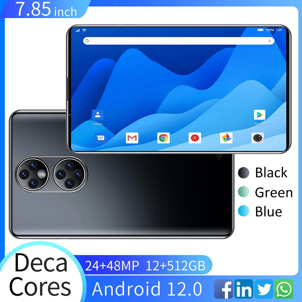 10 Core Tablet PC P50 7.85 Inches HD IPS Screen Android 8.0 4G SIM Phone Call WIFI GPS Bluetooth 4.1 12GB RAM 512GB ROM 8000mAh
10 Core Tablet PC P50 7.85 Inches HD IPS Screen Android 8.0 4G SIM Phone Call WIFI GPS Bluetooth 4.1 12GB RAM 512GB ROM 8000mAh