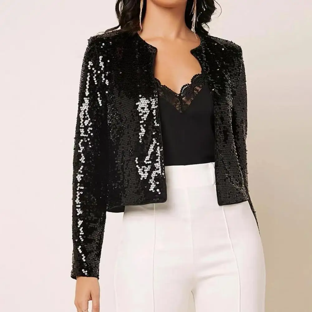 Women Open Front Sequin Jacket Glitter Party Blazer Long Sleeves Slim Fit Cardigan Office Lady Solid Streetwear Female Clothing
Women Open Front Sequin Jacket Glitter Party Blazer Long Sleeves Slim Fit Cardigan Office Lady Solid Streetwear Female Clothing