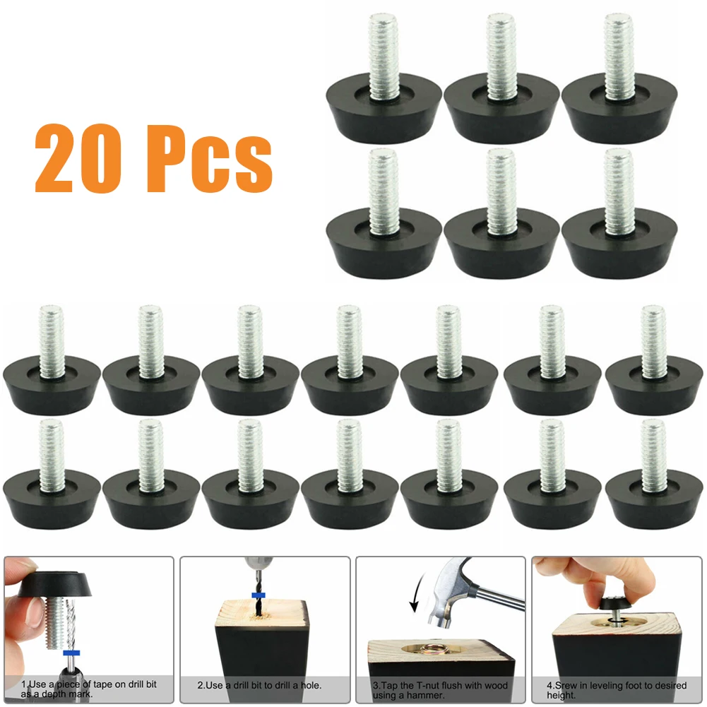 20Pcs Leveling Foot Chair Glide Leveling Screw On Type Metal&Plastic M6*22mm Spare Tools Home Dector Tables Restaurant Furniture
20Pcs Leveling Foot Chair Glide Leveling Screw On Type Metal&Plastic M6*22mm Spare Tools Home Dector Tables Restaurant Furniture