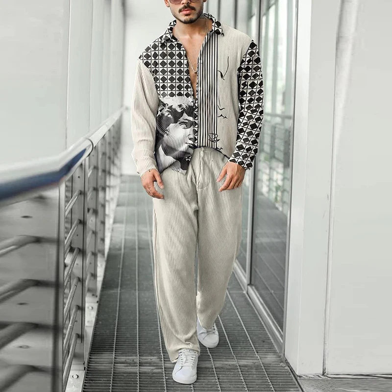 New Fashion Pattern Printing Two Piece Sets Men Spring Fall Leisure Long Sleeve Shirts And Pants Suits Mens Casual Loose Outfits 
New Fashion Pattern Printing Two Piece Sets Men Spring Fall Leisure Long Sleeve Shirts And Pants Suits Mens Casual Loose Outfits