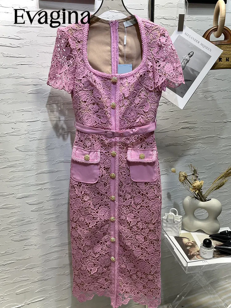 Evagina Spring/Summer Polyester Temperament Commuter Square Collar Short Sleeve High-Waist Slim Pink Lace Dress
Evagina Spring/Summer Polyester Temperament Commuter Square Collar Short Sleeve High-Waist Slim Pink Lace Dress