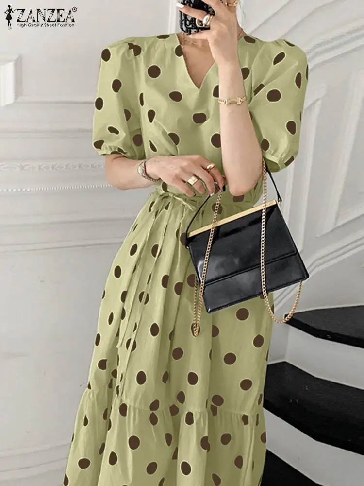 2022 ZANZEA Women Summer Polka Dots Printing Dress V-Neck Half Sleeved Beach Vintage Sundress Femme Fashion Casual Holiday Tops
2022 ZANZEA Women Summer Polka Dots Printing Dress V-Neck Half Sleeved Beach Vintage Sundress Femme Fashion Casual Holiday Tops