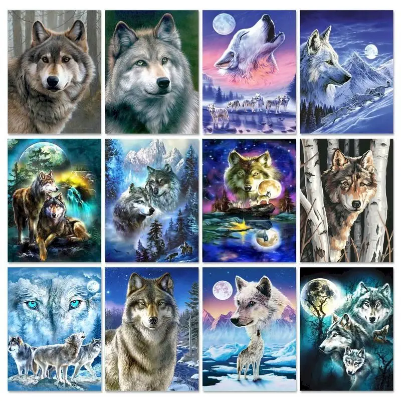 

Wolf DIY Paint By Number Kits Hand Painted Paintings Art Painting By Numbers Animal Drawing On Canvas Diy Gift Home Wall Decor