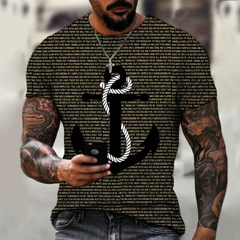 Мужская футболка с 3D-принтом пиратского матросского якоря коротким рукавом и
