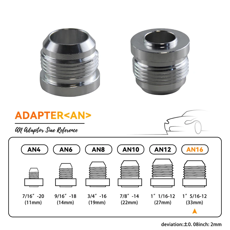 2PCS 1'5/16"-12 33mm 16AN Male Thread Alloy Aluminum Weld On Bung Hose Fitting Adapter for Fuel Oil Water
2PCS 1'5/16"-12 33mm 16AN Male Thread Alloy Aluminum Weld On Bung Hose Fitting Adapter for Fuel Oil Water