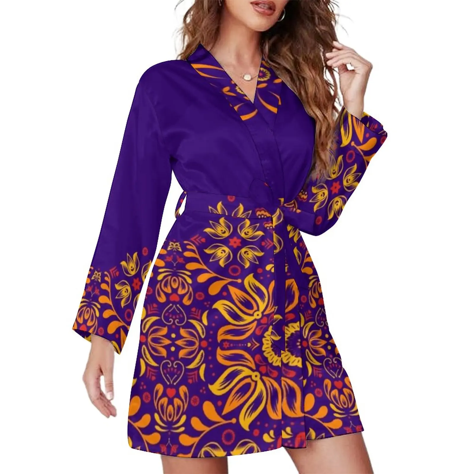 Vintage Glod Mandala Pajama Robe Floral Folk Pattern Long Sleeve Leisure Pajamas Robes Women V Neck Trendy Nightgown Dress
Vintage Glod Mandala Pajama Robe Floral Folk Pattern Long Sleeve Leisure Pajamas Robes Women V Neck Trendy Nightgown Dress