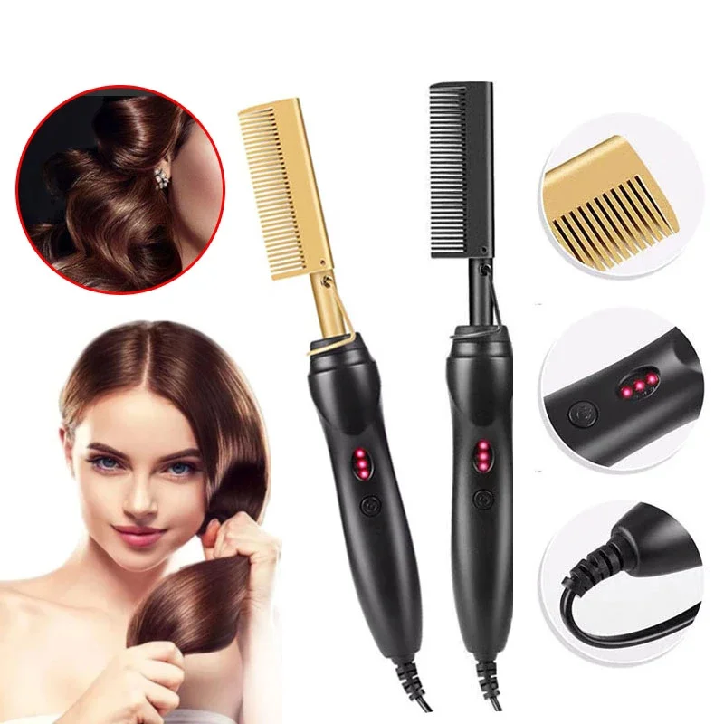 Electric Heat Styling Curling Hair Straightener Multifunctional Two-in-one Electric Heating Comb Wet and Dry Curler Copper Comb
Electric Heat Styling Curling Hair Straightener Multifunctional Two-in-one Electric Heating Comb Wet and Dry Curler Copper Comb