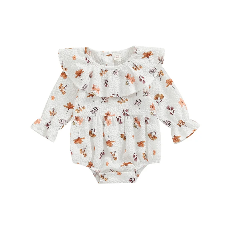 18 Months Newborn Romper Casual Sweet Floral Pattern Ruffles Collar Long Sleeve Ruched Snap Triangle Bottom Jumpsuits Baby Girls
18 Months Newborn Romper Casual Sweet Floral Pattern Ruffles Collar Long Sleeve Ruched Snap Triangle Bottom Jumpsuits Baby Girls