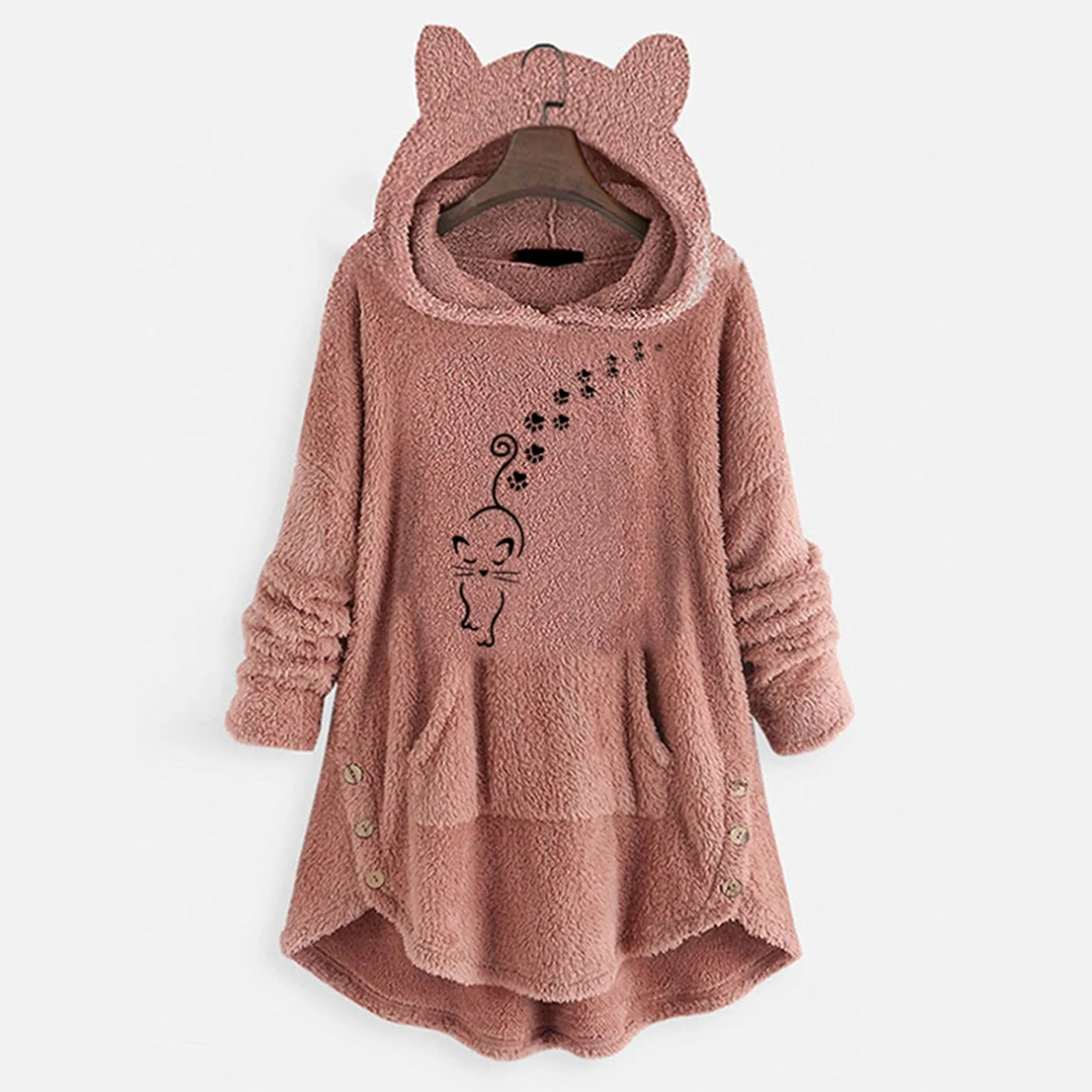 Hoodie With Button Hoodies Cat Fleece Ear Top Long Pullover Printed Sleeve Long Sleeve Hooded Sweatshirt Women Zippered Tunic
Hoodie With Button Hoodies Cat Fleece Ear Top Long Pullover Printed Sleeve Long Sleeve Hooded Sweatshirt Women Zippered Tunic