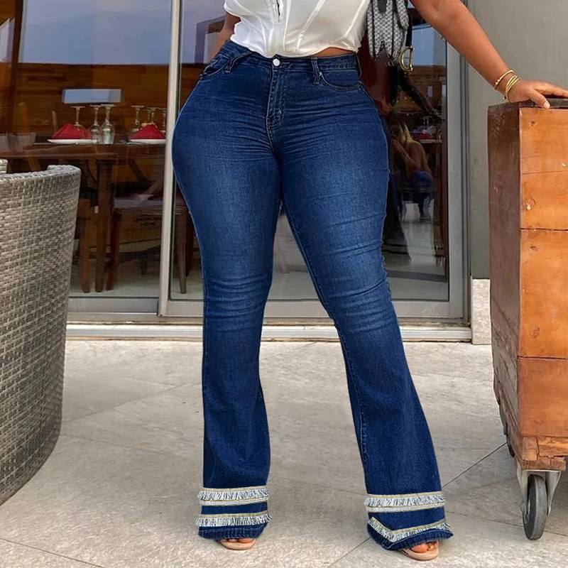 Женская одежда в европейском и американском стиле, джинсовые брюки-клеш с высокой талией и завышенной талией, повседневные брюки 
Женская одежда в европейском и американском стиле, джинсовые брюки-клеш с высокой талией и завышенной талией, повседневные брюки