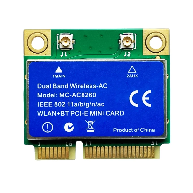 MINI PCI-E MC8260 Wireless Network Card 2.4G/5GHz Dual-Band Gigabit Bluetooth 4.2 Wireless Wifi Module Supports 802.11Ac
MINI PCI-E MC8260 Wireless Network Card 2.4G/5GHz Dual-Band Gigabit Bluetooth 4.2 Wireless Wifi Module Supports 802.11Ac