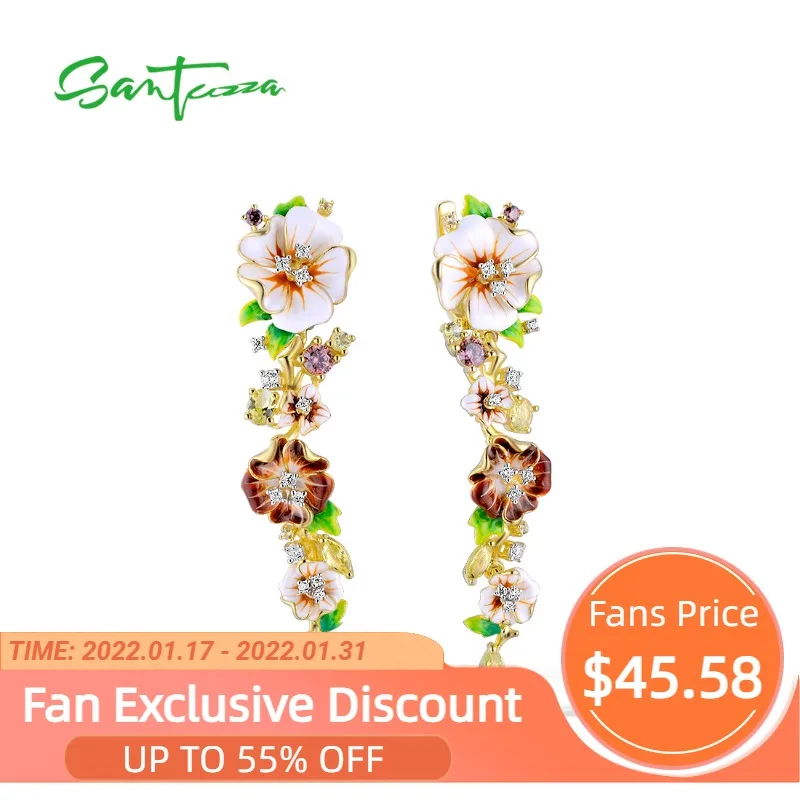 SANTUZZA 925 Sterling Silver Drop Earrings For Women Elegant Colorful Flower Earrings Summer Party Fine Jewelry Handmade Enamel
SANTUZZA 925 Sterling Silver Drop Earrings For Women Elegant Colorful Flower Earrings Summer Party Fine Jewelry Handmade Enamel