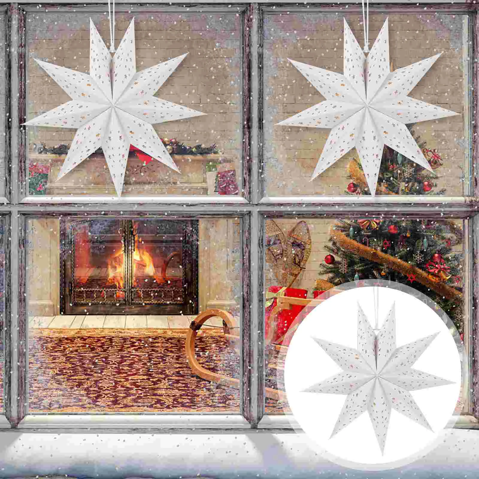 

3 шт. бумажные фонарики девять острых звезд, украшения для рождественской елки, шатер, лампы, чехлы
