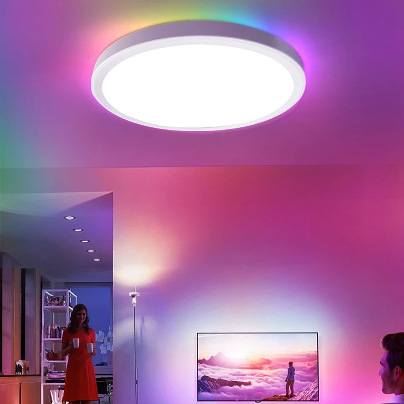 

12 Inch 28W RGB+3CCT Three-Tone Light Bedroom Study Balcony Ceiling Light 85V-265V 3000K/4000K/6500K