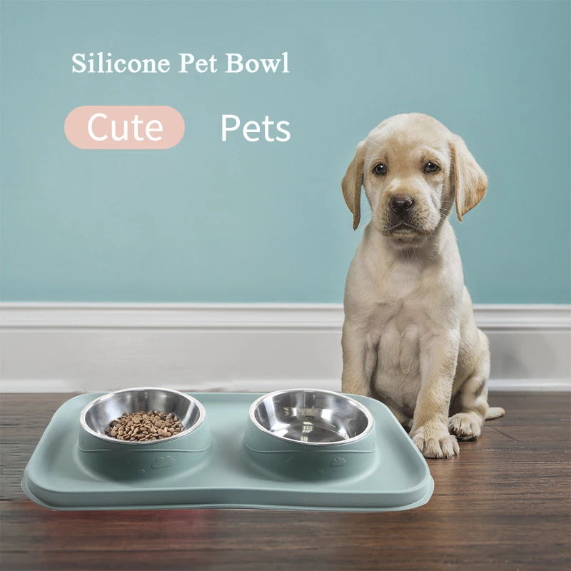 Pet Food Bowl Silicone Stainless Steel Double Bowl Pet Supplies Dog Bowl Cat Bowl Dog Food Bowl Pet Water Bowl Cat Water Bowl
Pet Food Bowl Silicone Stainless Steel Double Bowl Pet Supplies Dog Bowl Cat Bowl Dog Food Bowl Pet Water Bowl Cat Water Bowl