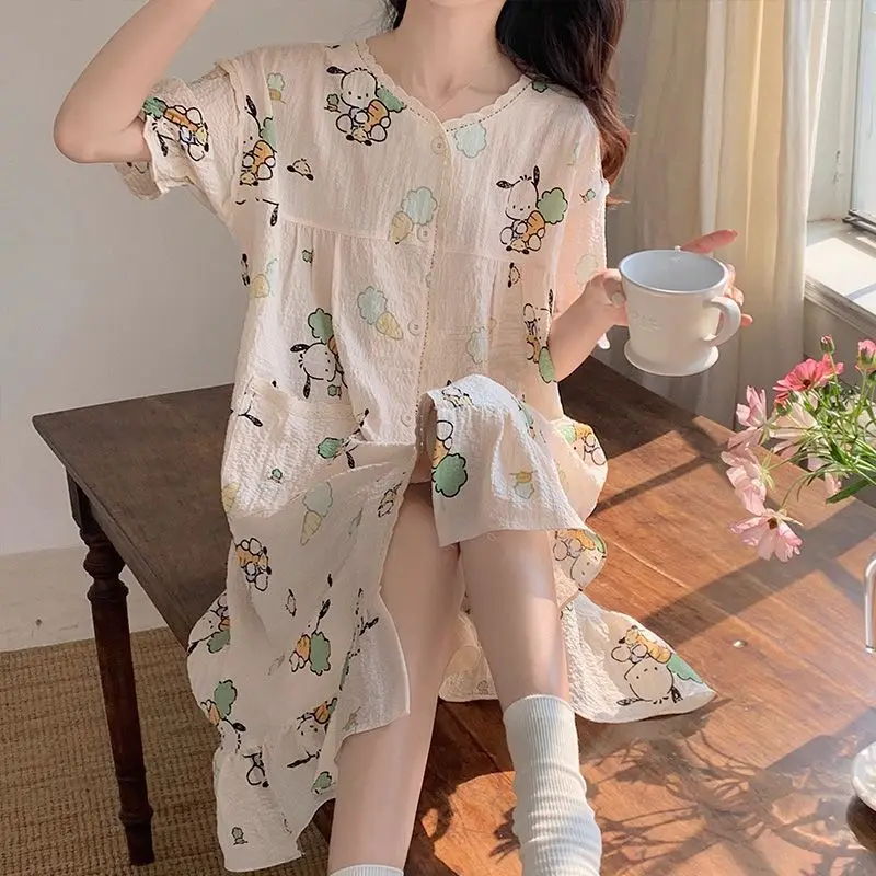 New Pochacco Cardigan Nightdress Sanrios Summer Cotton Short Sleeve Anime Figure Kawaii Girl Heart Cartoon Lace Loose Tracksuit
New Pochacco Cardigan Nightdress Sanrios Summer Cotton Short Sleeve Anime Figure Kawaii Girl Heart Cartoon Lace Loose Tracksuit