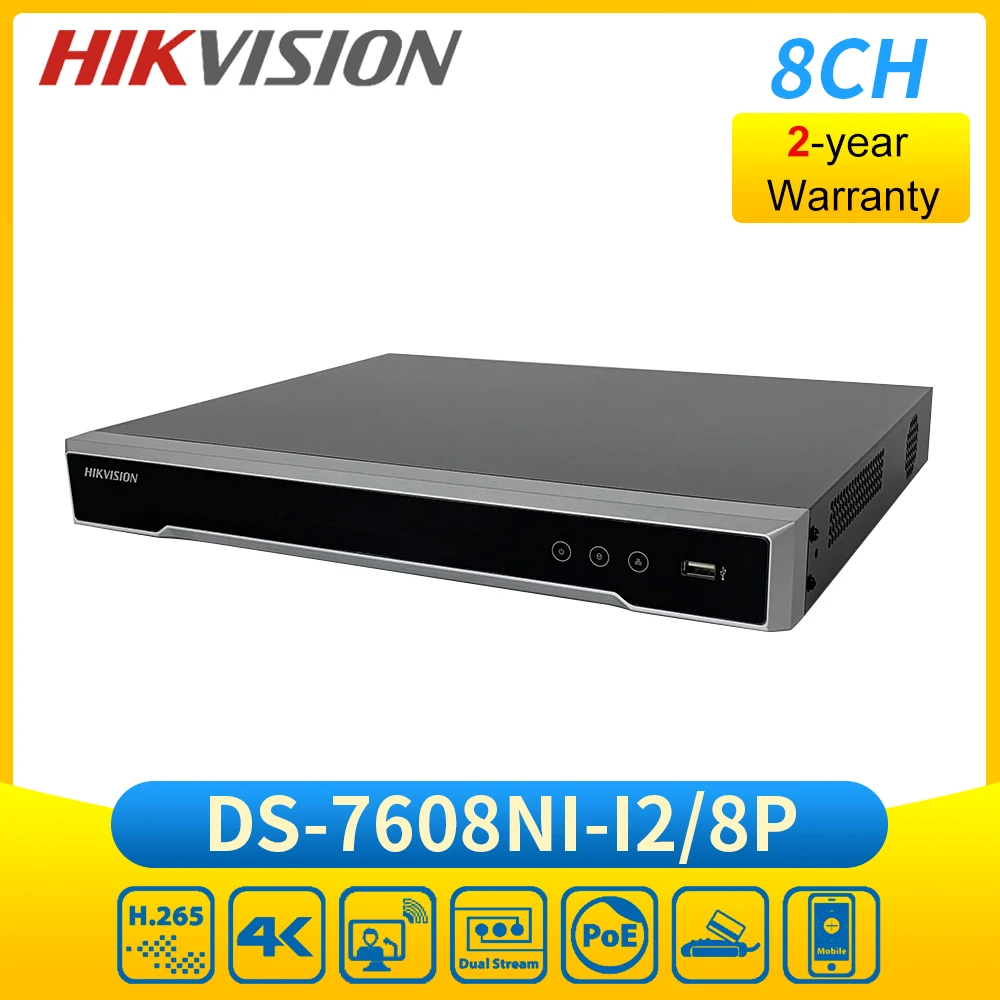 

Hikvision DS-7608NI-I2/8P 4K 8ch Network Video Recorder with 8 POE and 4 SATA Ports H.265+NVR