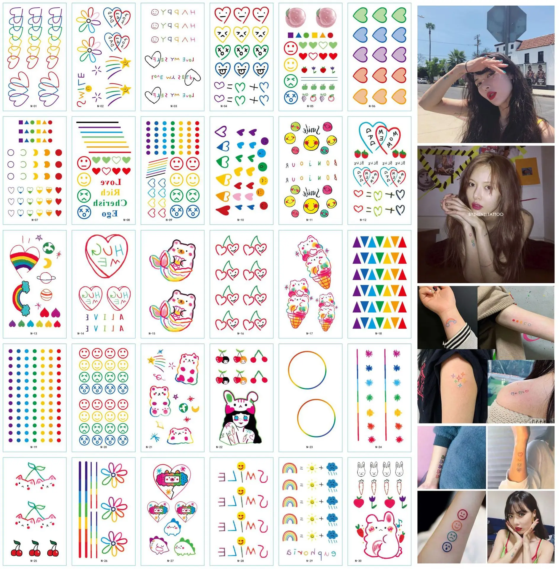 Разноцветные радужные наклейки для татуировок серии HyunA Ins, лицо, рука, милое искусство тела, Искусственное искусство, водонепроницаемая татуировка
Разноцветные радужные наклейки для татуировок серии HyunA Ins, лицо, рука, милое искусство тела, Искусственное искусство, водонепроницаемая татуировка