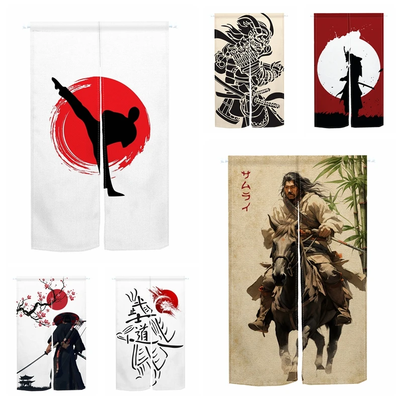 

Japanese Bushido Door Curtain Comics Samurai Dining Room Doorway Partition Curtain Drape Kitchen Entrance Hanging Half-Curtain