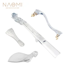 NAOMI Transparent Violin Parts Accessories Set w/ Crystal 4/4 Violin Shoulder Rest/Chin Rest/Tailpiece/Violin Neck For Luthier