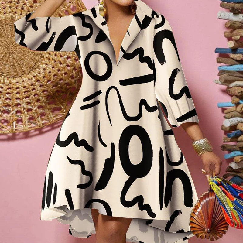 Женское платье-рубашка с отложным воротником, элегантное офисное платье с принтом и длинным рукавом, Повседневное платье-пуловер, весна-осе...
Женское платье-рубашка с отложным воротником, элегантное офисное платье с принтом и длинным рукавом, Повседневное платье-пуловер, весна-осе...
