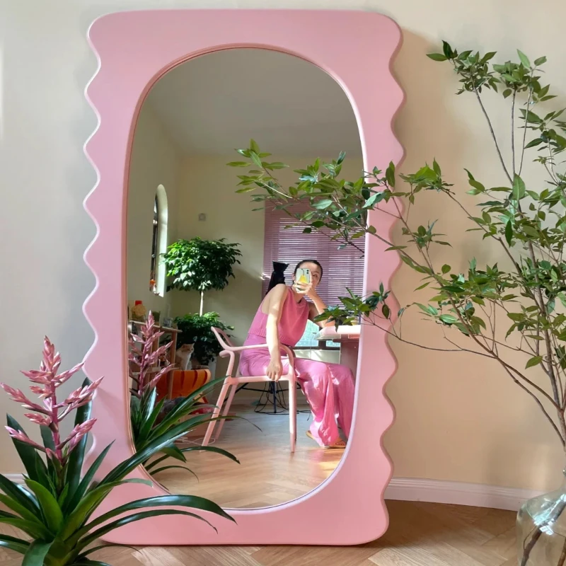 

Standing Dressing Decorative Mirrors Bedroom Full Body Modern Wavy Mirrors Pink Salon Rectangle Specchio Da Terra Home Decor
