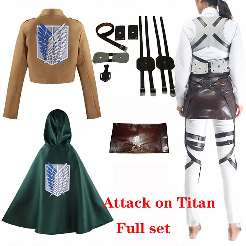 

New Cosplay Anime Attack on Titan Shingeki No Kyojin Cosplay Costume Recon Corps Harness Outfits Recon Corps Belt AOT Full Set