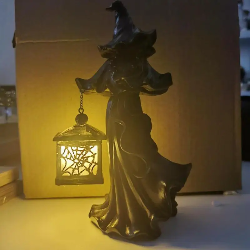 

Faceless Ghost Sculpture Witch Hell Messenger With Lantern Resin Statue The Ghost Looking For Light Halloween Scary Decor